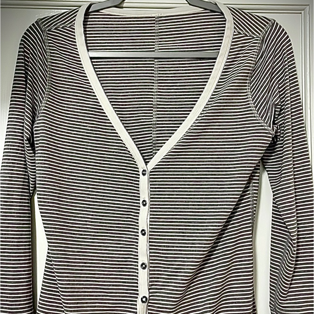 Lululemon Henley Hyper Stripe Long Sleeve Top